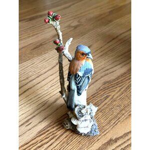 Hand Painted Bird Figurine With Berries By Staffordshire England Bird Lovers